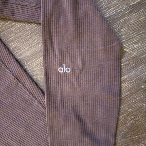 Alo Ribbed Pants in Chocolate Brown